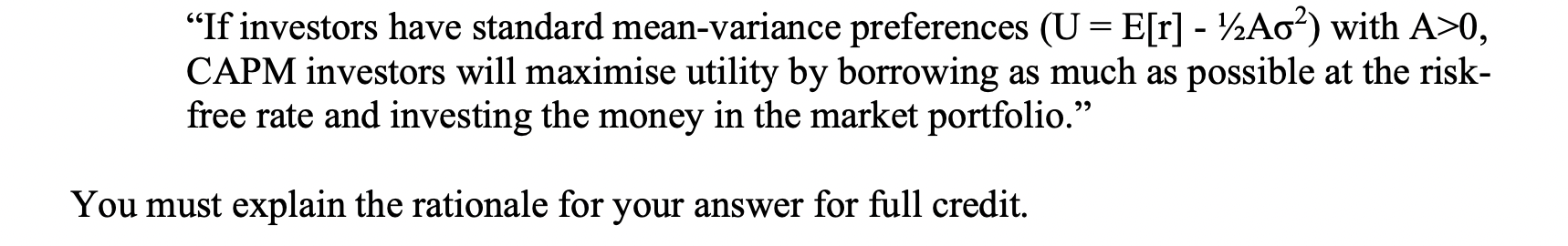 According to the CAPM, expected return increases as the beta of the