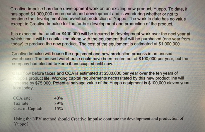  Creative Impulse has done development work on an exciting new product,