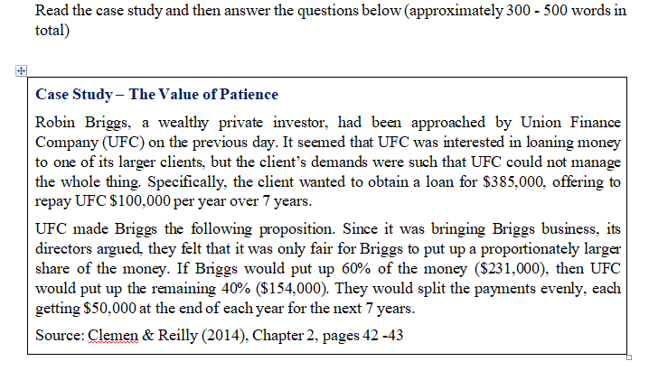 Read the case study and then answer the questions below (approximately