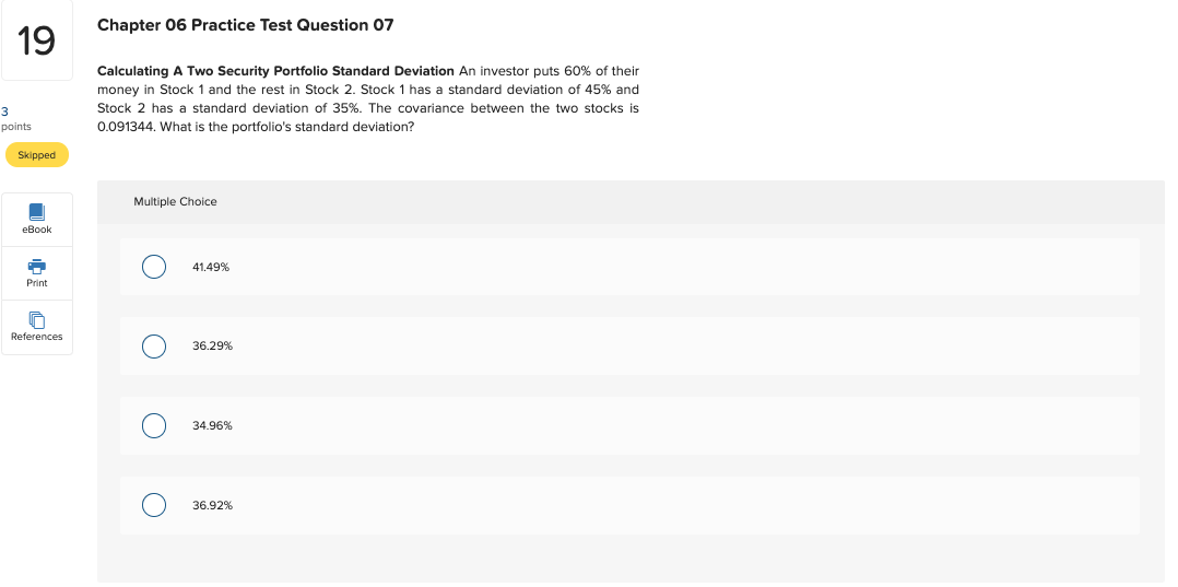 Chapter 06 Practice Test Question 07 19 Calculating A Two Security