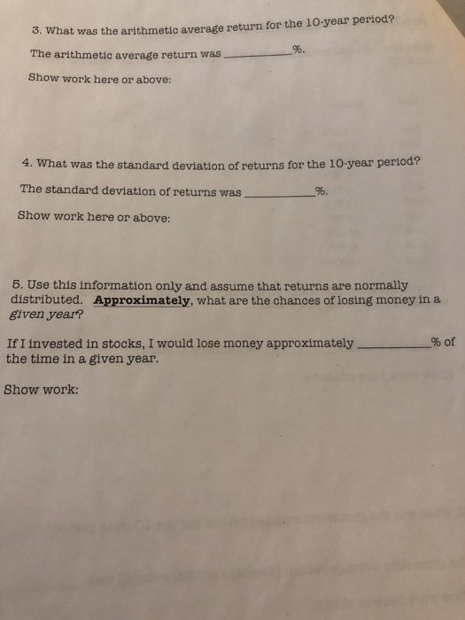 Returns Here are the total returns for the S&P500 for the first
