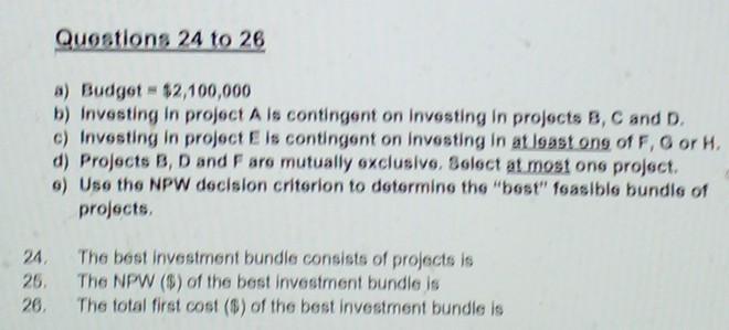 320,000 500,000 375,000 475,000 450,000 200,000 MARR = 10% NPW 85,000 125,000