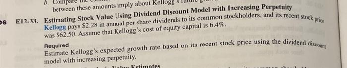  12-33. Estimating Stock Value Using Dividend Discount Model with Increasing Perpetuity