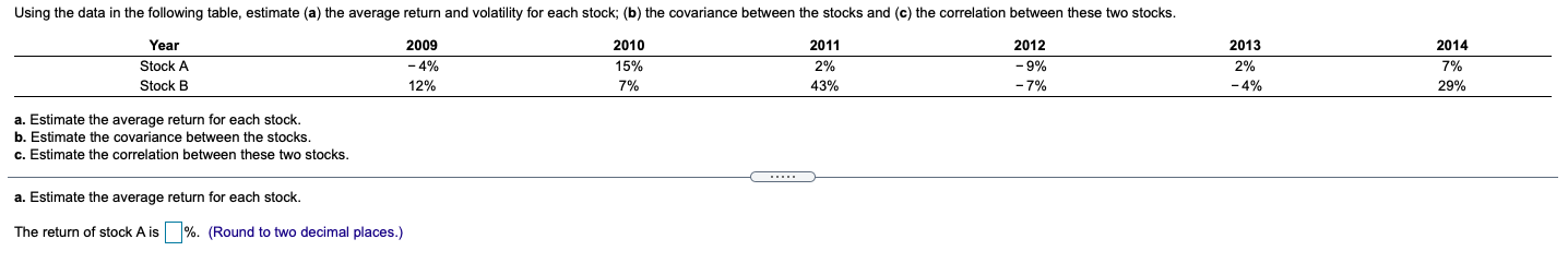  Using the data in the following table, estimate (a) the average