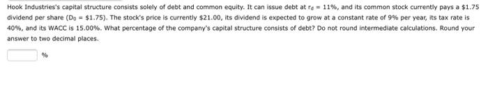 with no preferred stock. The yield to maturity on the company's outstanding