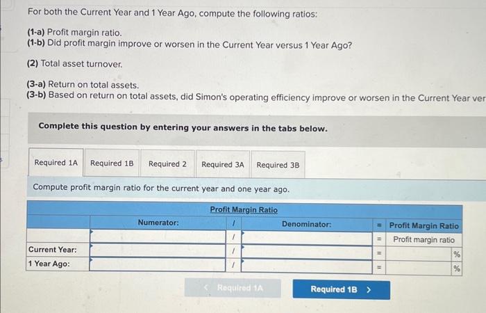 balance sheets follow. For both the current year and one year ago,