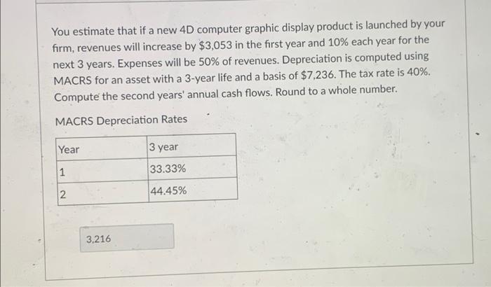  You estimate that if a new 4D computer graphic display product