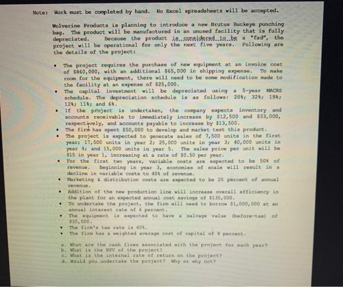 Part C e: Work must be completed by hand. No Excel spreadsheets