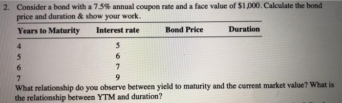 make it a good and short answer please 2. Consider a bond