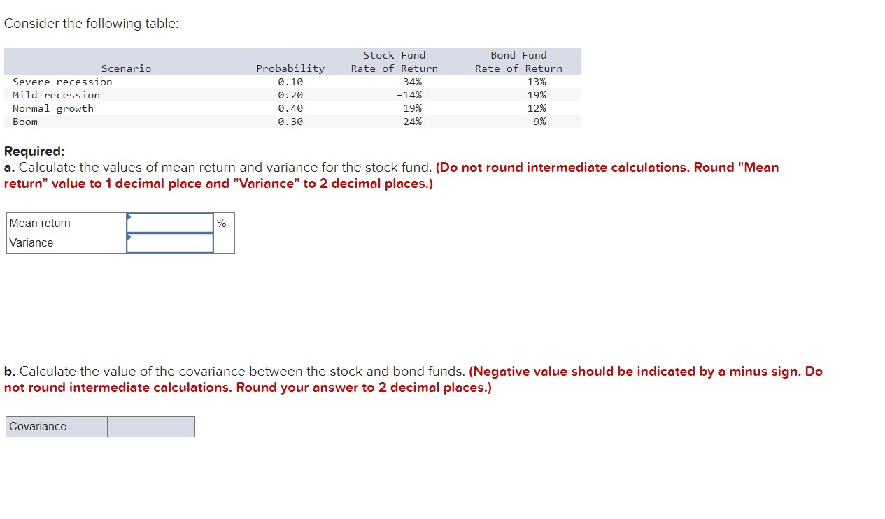  Consider the following table: Required: a. Calculate the values of mean
