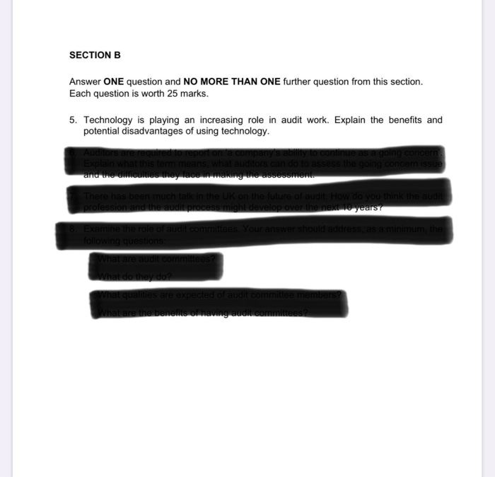 5. Technology is playing an increasing role in audit work. Explain the
