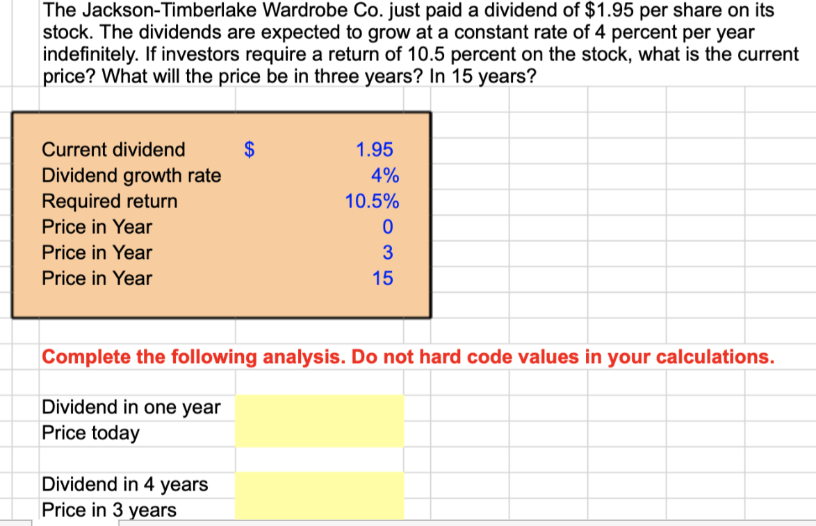 DO NOT USE HARD CODE, USE EXCEL ONLY The Jackson-Timberlake Wardrobe