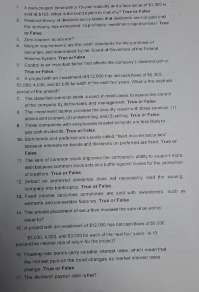  A zero-coupon bond with a 15-year maturity and a face value