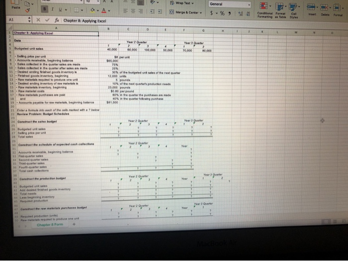 The Chapter 8 Form worksheet is to be used to create your