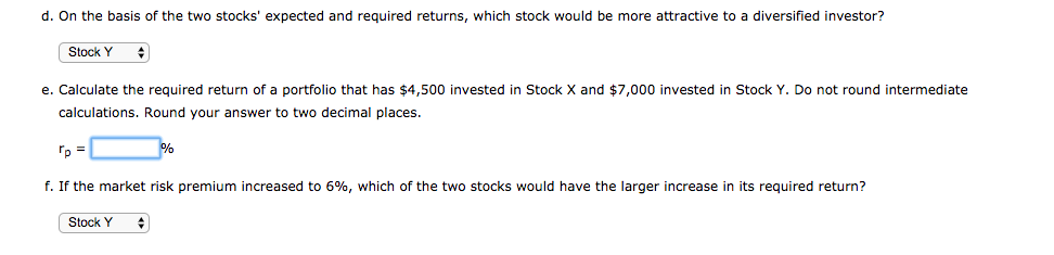 a 9.5% expected return, a beta coefficient of 0.8, and a 40%