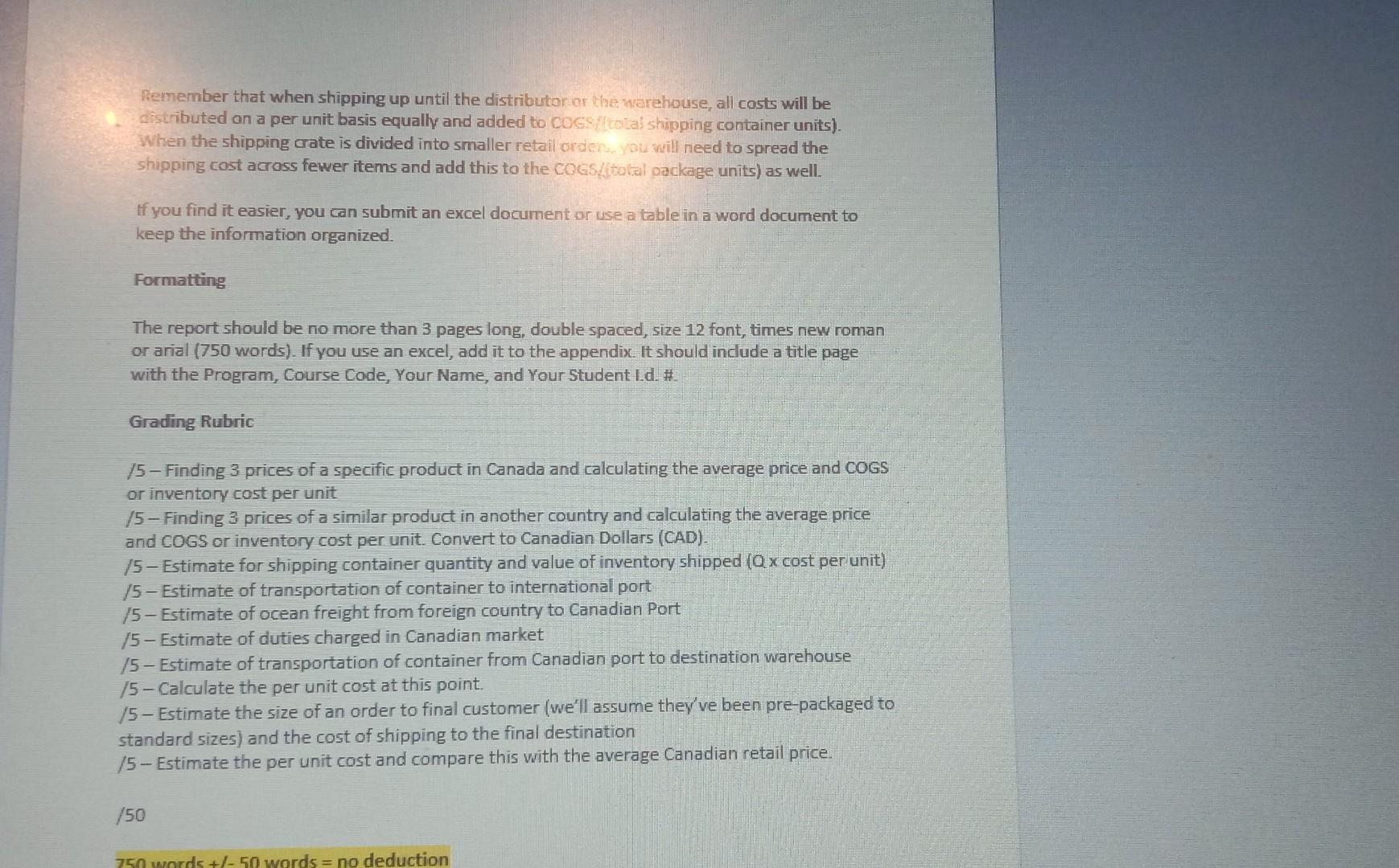 all costs will be distributed on a per unit basis equally and