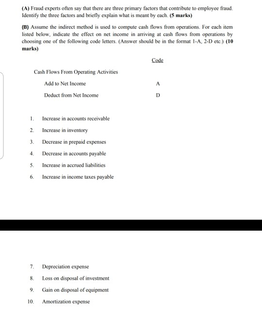  Question A only (A) Fraud experts often say that there are