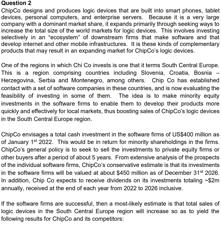 How do you calculate the answer to (a) Question 2 ChipCo designs