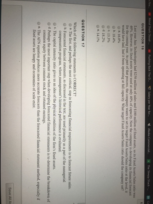 The R15 Anderson Fire.. Metal Shark Diesel QUESTION 11 A company has
