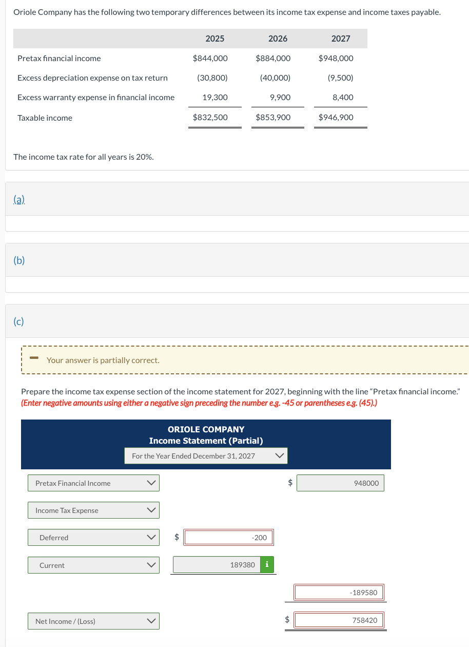  Oriole Company has the following two temporary differences between its income