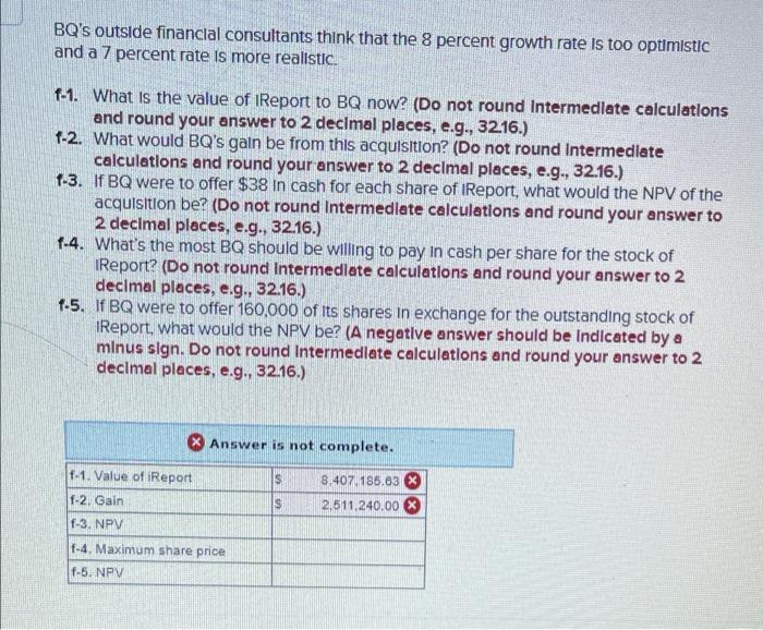 the following Information Price-earnings ratio Shares outstanding Earnings Dividends BQ 1Report 15.5