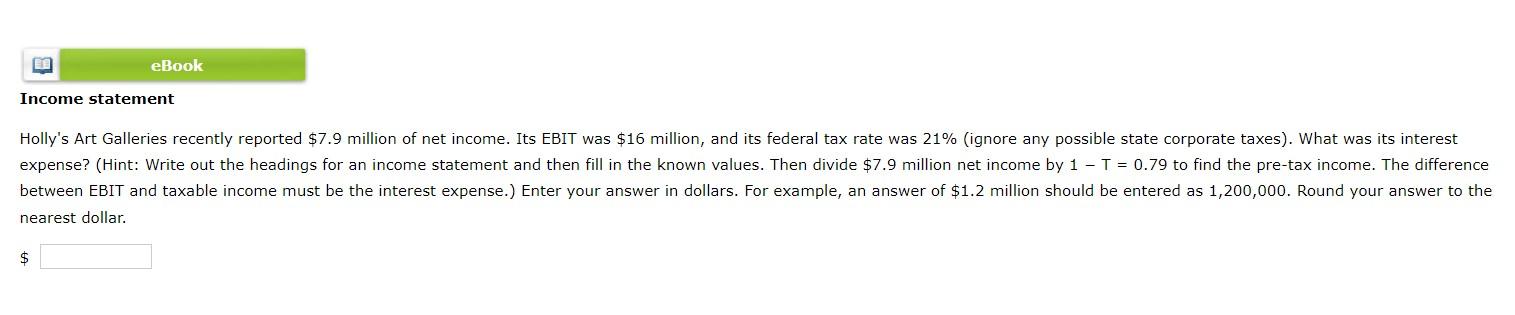 nearest dollar. $ For example, an answer of $1.2 million should