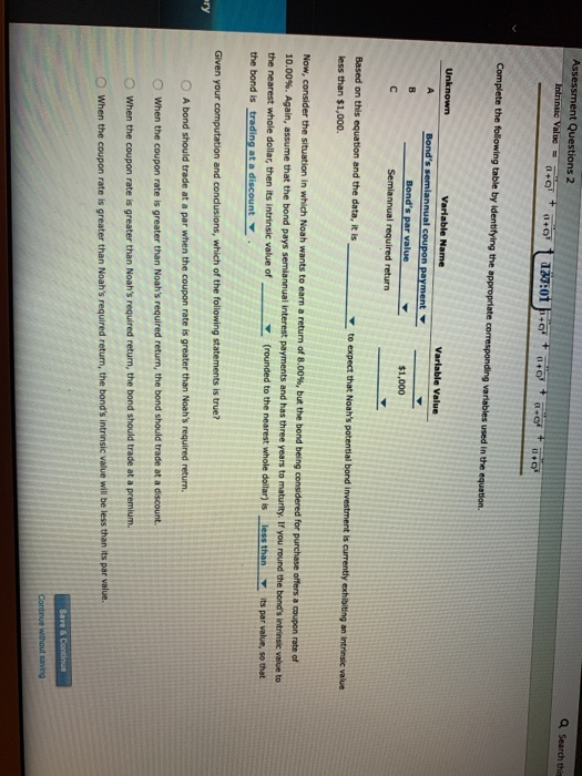 bond's coupon rate is equal to the required return, the band's intrine