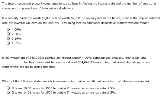 please help! The future value and present value equations also help in