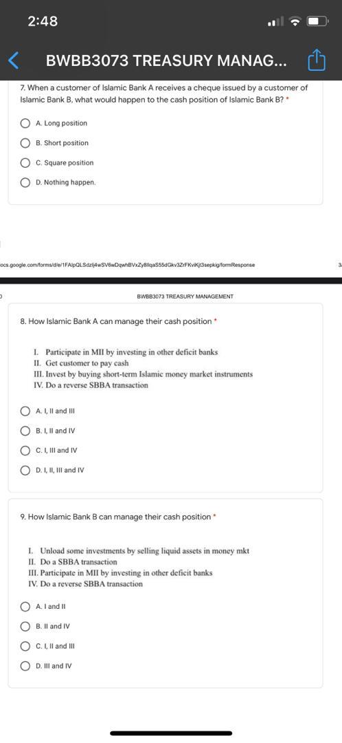 1. Liquidity Management II. Liability Management III. Asset Management IV. Financial Risk
