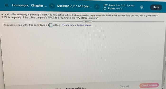  = Homework: Chapter... Question 7, P 13-18 (sim HW Score: 0%,