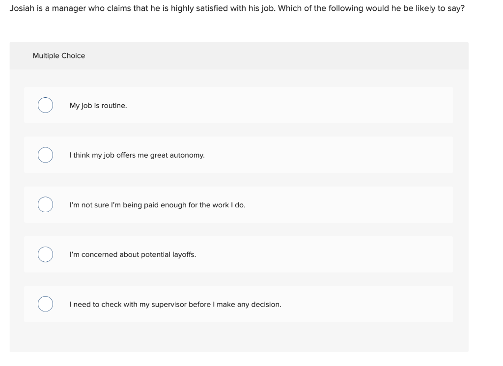 the problem that his group is facing. This reflects his Multiple Choice