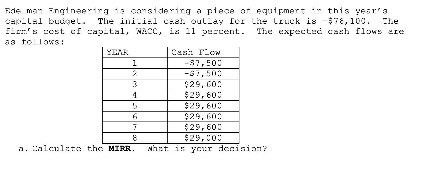 Please Do on Paper and Show work Edelman Engineering is considering a