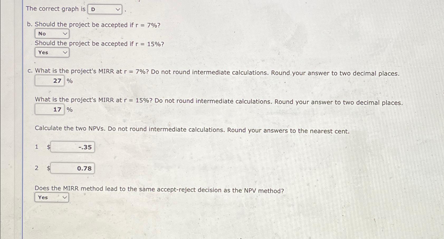  The correct graph is\ b. Should the project be accepted if