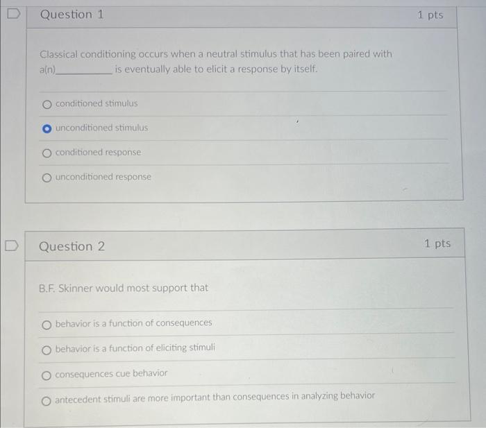  Classical conditioning occurs when a neutral stimulus that has been paired