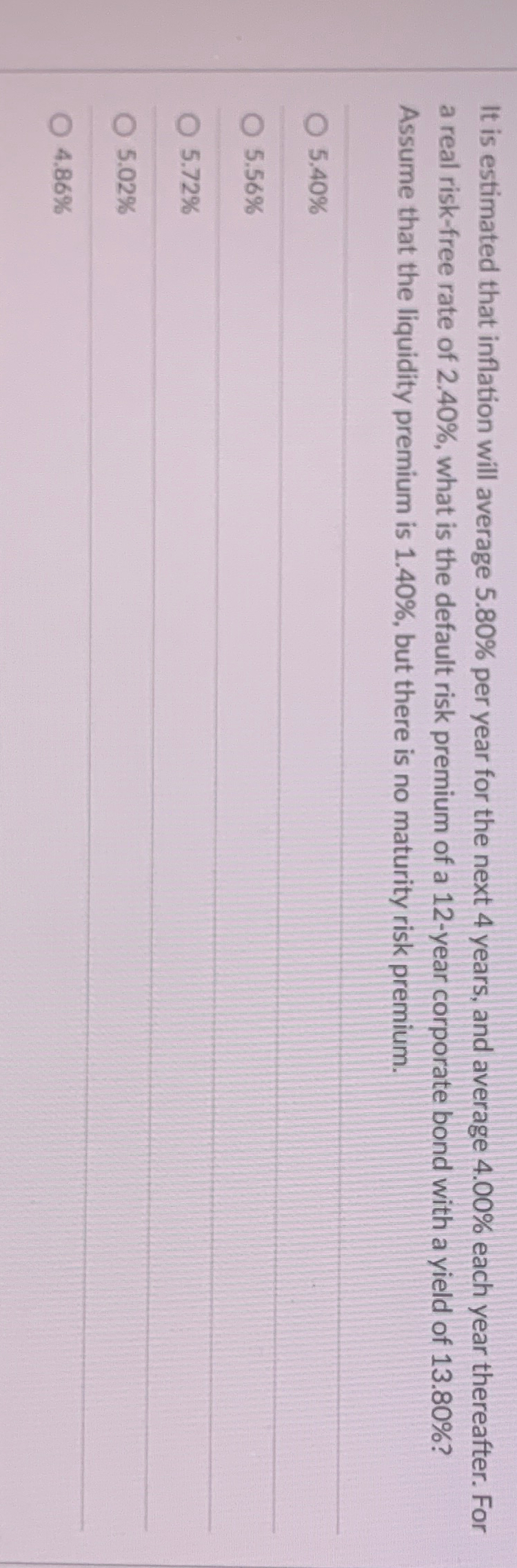  It is estimated that inflation will average 5.80% per year for