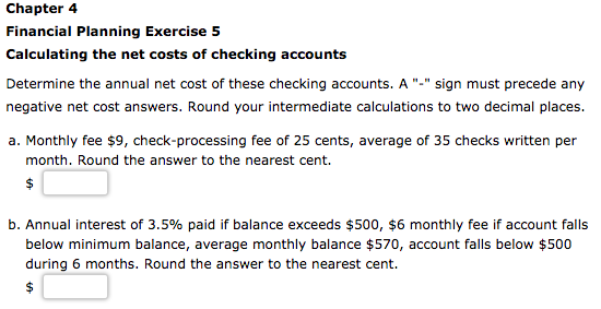  Chapter 4 Financial Planning Exercise 5 Calculating the net costs of