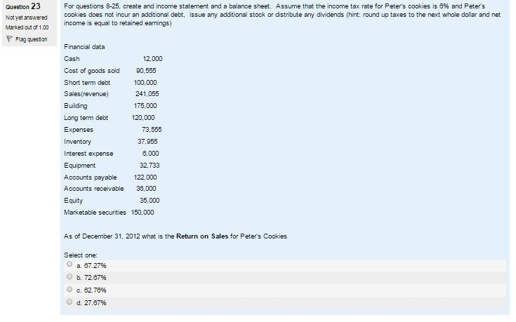 create and income statement and a balance sheet. Assume that the income