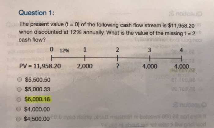 can you show this worked in excel? Question 1: The present value