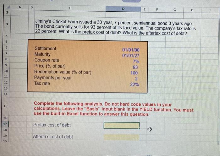  A B D E F G H 2 3 Jiminy's Cricket
