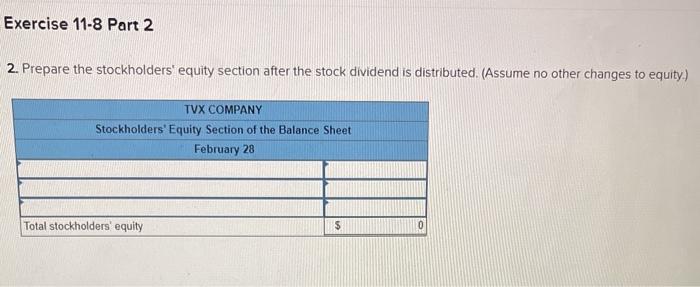 information applies to the questions displayed below) The stockholders' equity of TVX