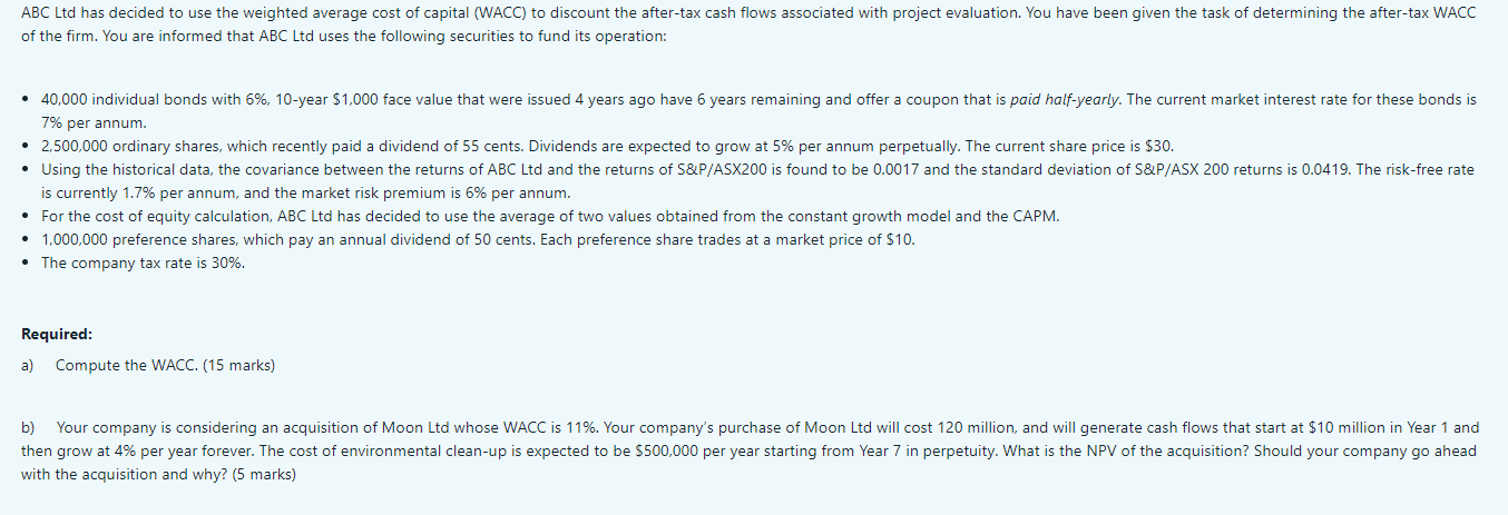  ABC Ltd has decided to use the weighted average cost of