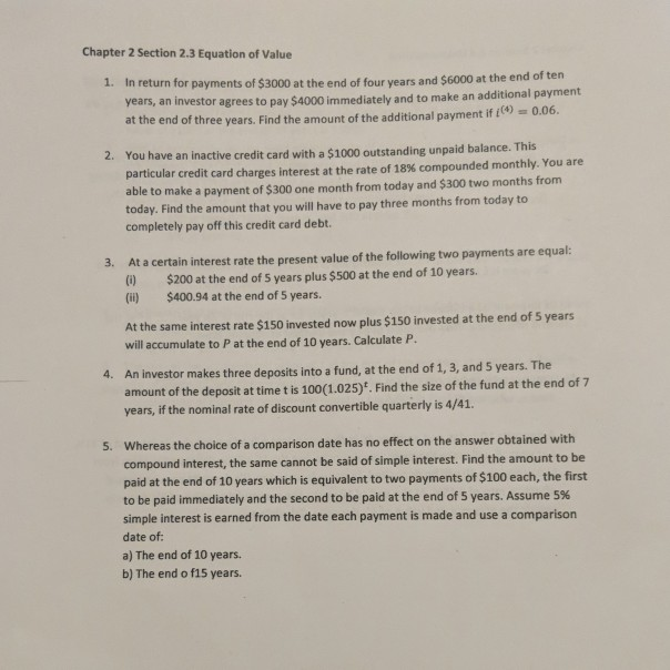Chapter 2 Section 2.3 Equation of Value 1. In return for