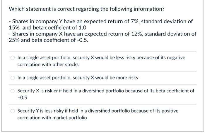  Which statement is correct regarding the following information? - Shares in