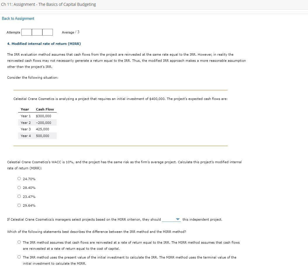 THIS IS FOR FIN 3403 Ch 11: Assignment - The Basics of