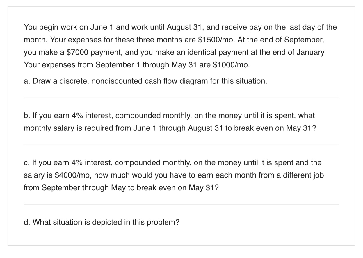 You begin work on June 1 and work until August 31,