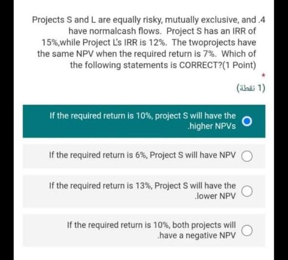 of the following best describes ?this project (1 ) The project has