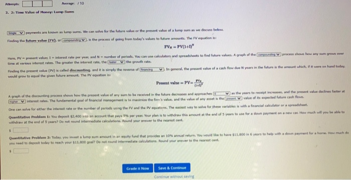  Atlets Average / 10 2. 2: Time Value of Money Lamp