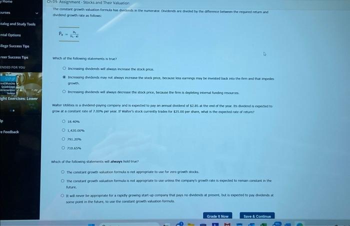 I need help Ch 03 - Assignment - Stocks and Their Valuation