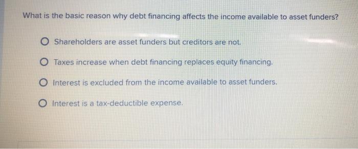  what is the basic reason why debt financing affects the income