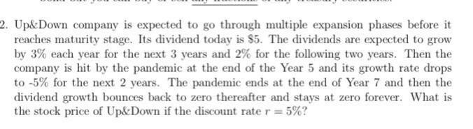 Up\&Down company is expected to go through multiple expansion phases before